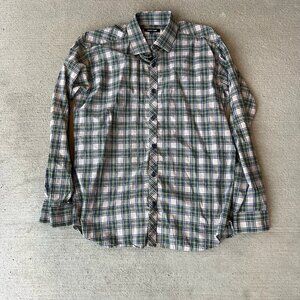 Jared Lang Men’s Plaid Button-Up Shirt Long Sleeve Size L Cotton